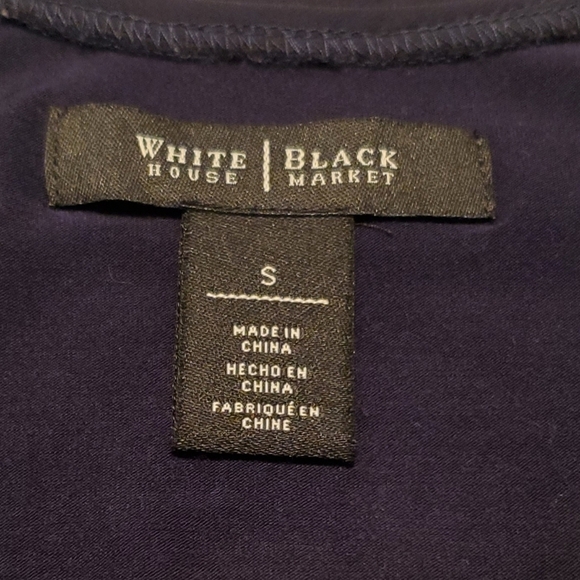 White House Black Market Blue Kimono Sleeve Chiffon Overlay Tunic Blouse Size S - Picture 3 of 6